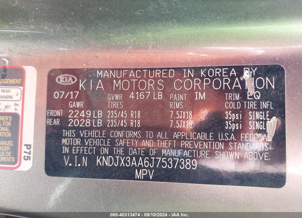 2018 KIA SOUL VIN: KNDJX3AA6J7537389