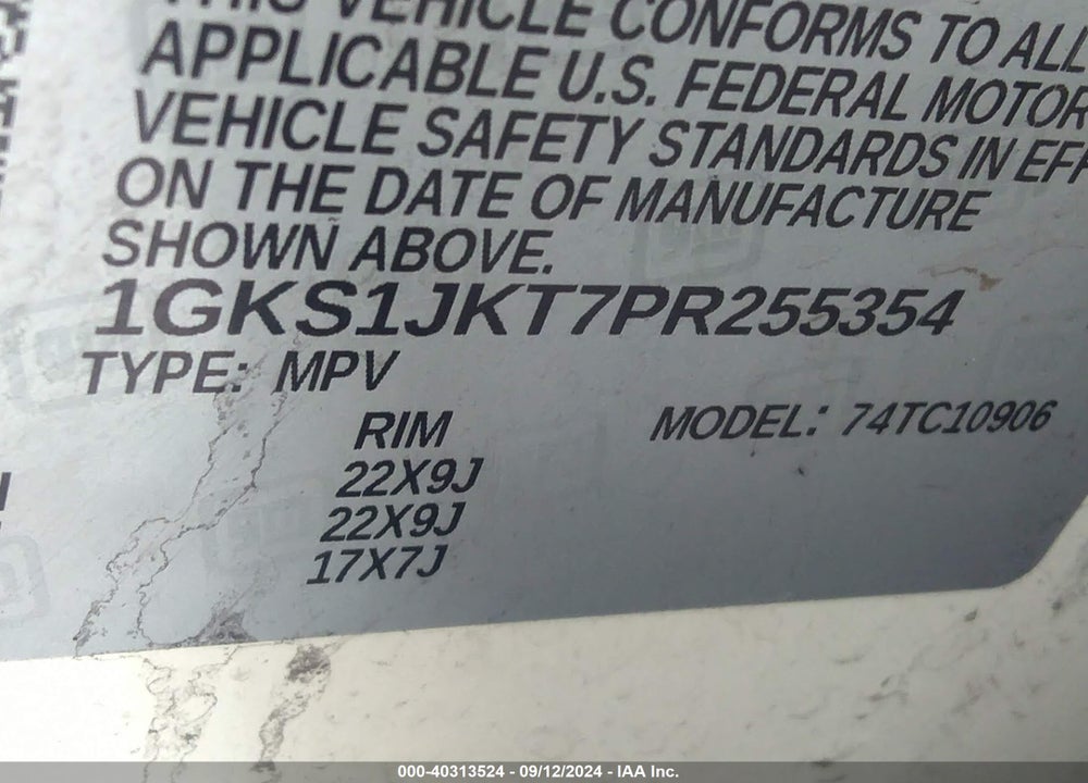 2023 GMC YUKON XL 2WD DENALI VIN: 1GKS1JKT7PR255354