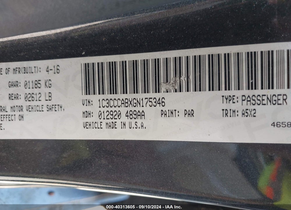 2016 CHRYSLER 200 LIMITED VIN: 1C3CCCABXGN175346