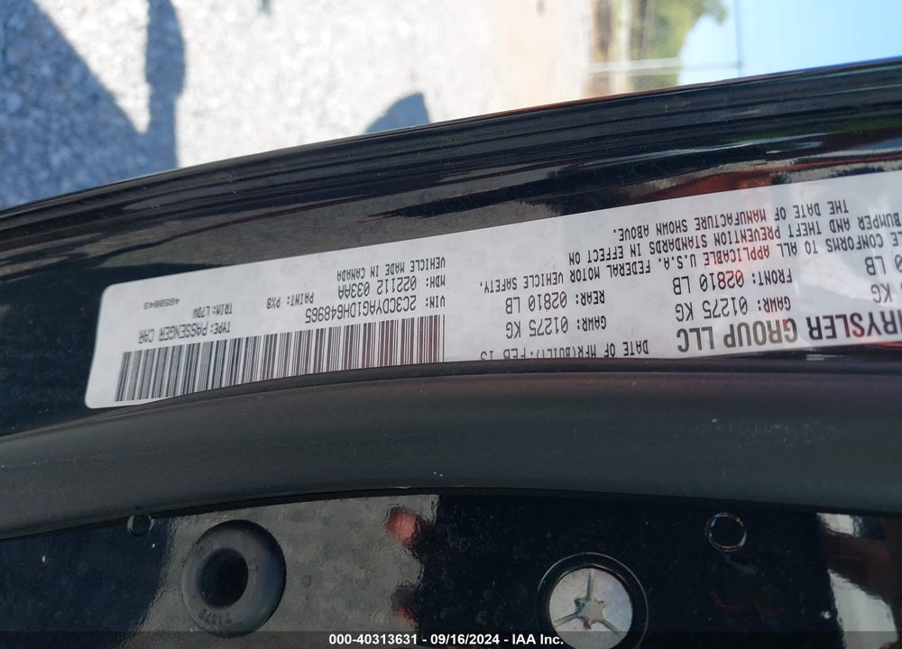 2013 DODGE CHALLENGER SXT VIN: 2C3CDYAG1DH648965