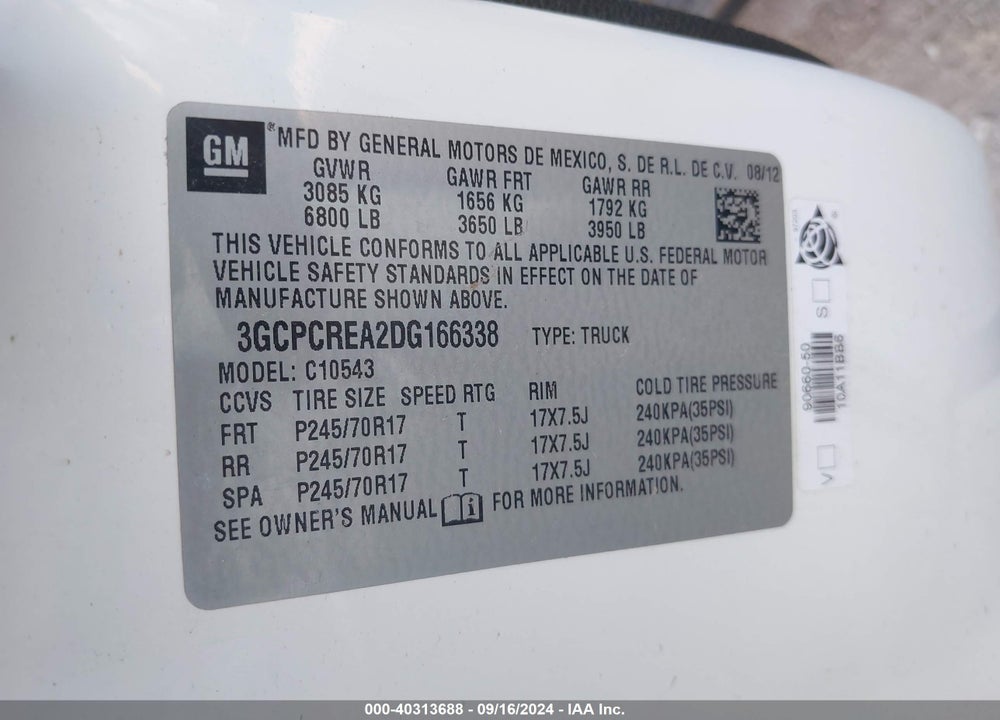 2013 CHEVROLET SILVERADO 1500 LS VIN: 3GCPCREA2DG166338