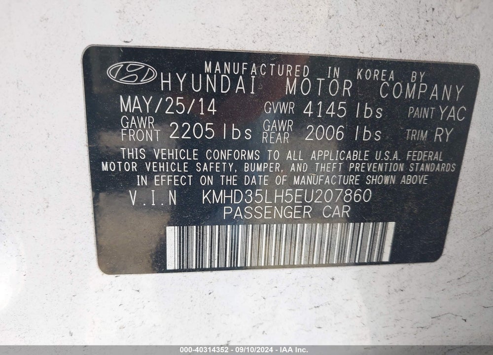 2014 HYUNDAI ELANTRA GT VIN: KMHD35LH5EU207860