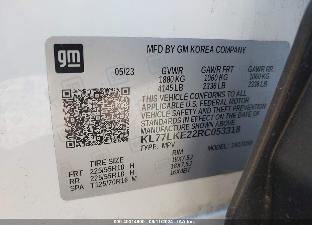2024 CHEVROLET TRAX FWD ACTIV VIN: KL77LKE22RC053318