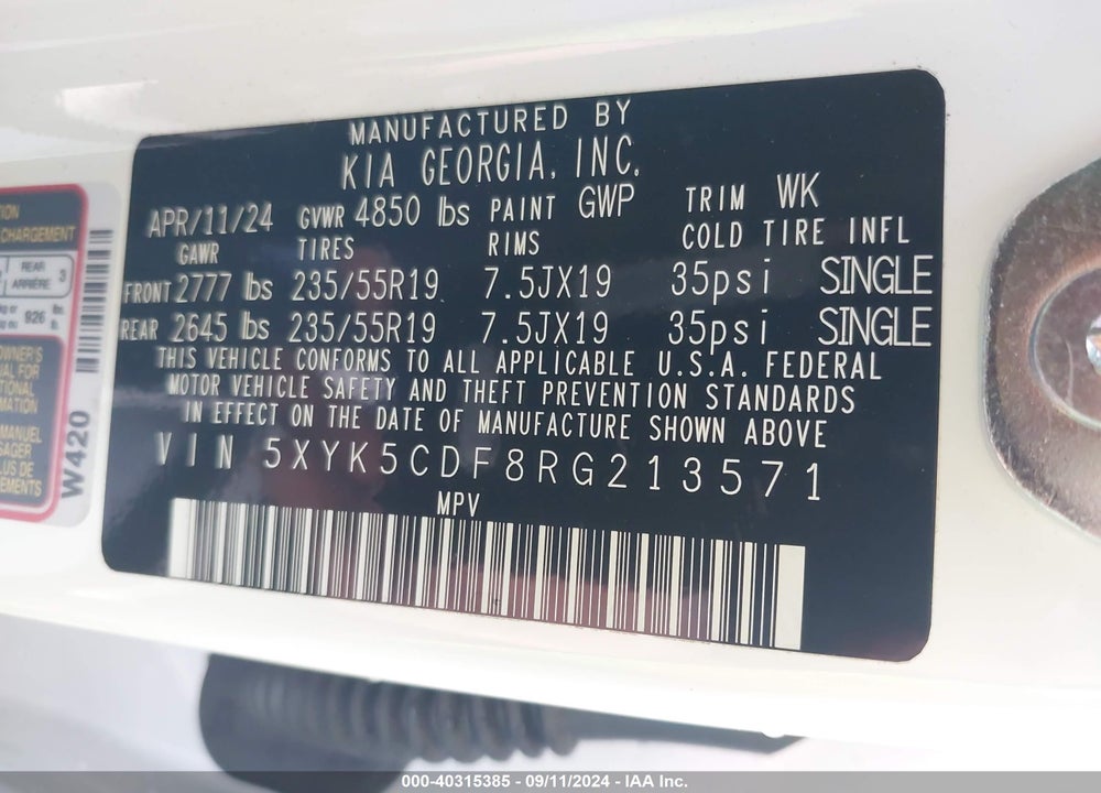 2024 KIA SPORTAGE SX PRESTIGE VIN: 5XYK5CDF8RG213571
