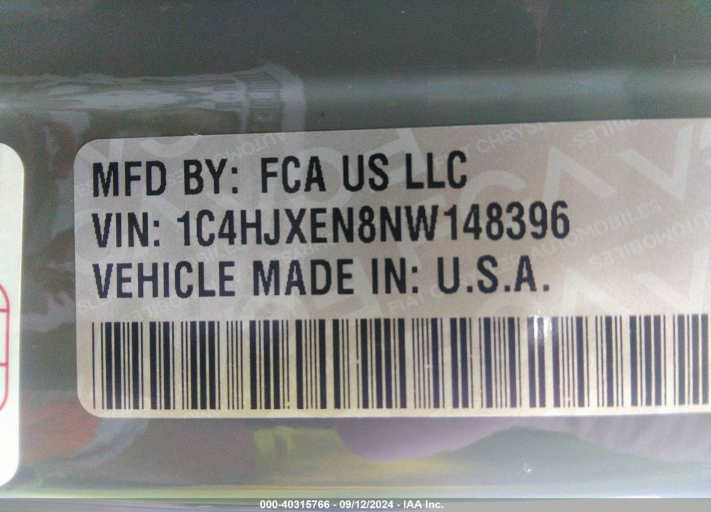 2022 JEEP WRANGLER UNLIMITED SAHARA 4X4 VIN: 1C4HJXEN8NW148396
