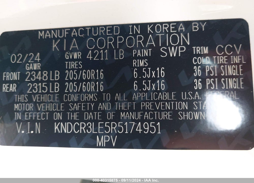 2024 KIA NIRO EX VIN: KNDCR3LE5R5174951