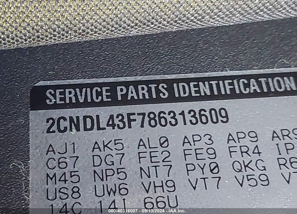 2008 CHEVROLET EQUINOX LT VIN: 2CNDL43F786313609