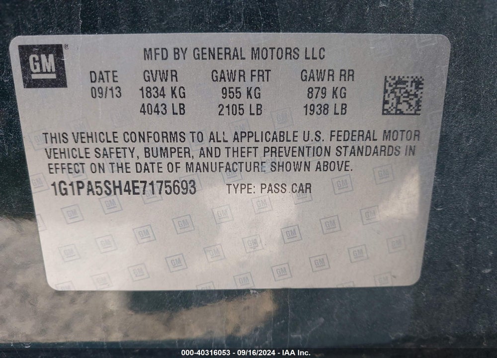 2014 CHEVROLET CRUZE LS AUTO VIN: 1G1PA5SH4E7175693