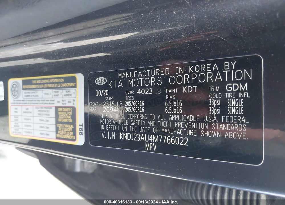 2021 KIA SOUL LX VIN: KNDJ23AU4M7766022
