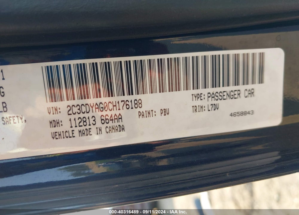 2012 DODGE CHALLENGER SXT VIN: 2C3CDYAG0CH176188
