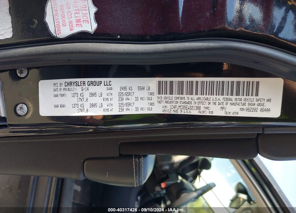 2014 JEEP CHEROKEE LATITUDE VIN: 1C4PJMCS5EW321388
