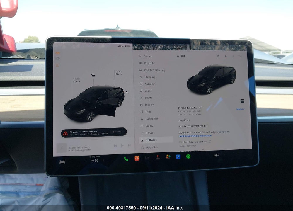 2021 TESLA MODEL Y LONG RANGE DUAL MOTOR ALL-WHEEL DRIVE VIN: 5YJYGAEE0MF299487