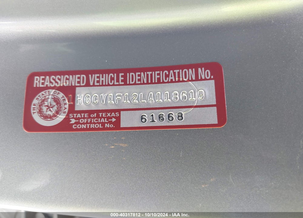 2020 HONDA ACCORD LX VIN: 1HGCV1F12LA118619