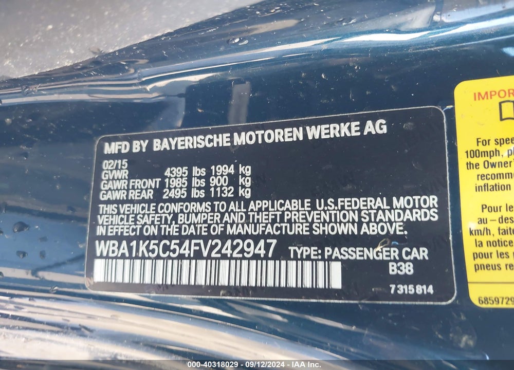 2015 BMW 228I VIN: WBA1K5C54FV242947