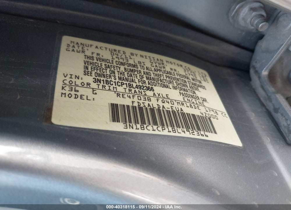 2011 NISSAN VERSA 1.8S VIN: 3N1BC1CP1BL492366
