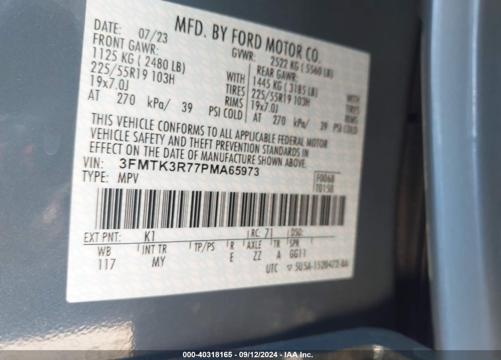 2023 FORD MUSTANG MACH-E PREMIUM VIN: 3FMTK3R77PMA65973