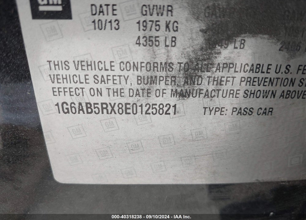 2014 CADILLAC ATS LUXURY VIN: 1G6AB5RX8E0125821