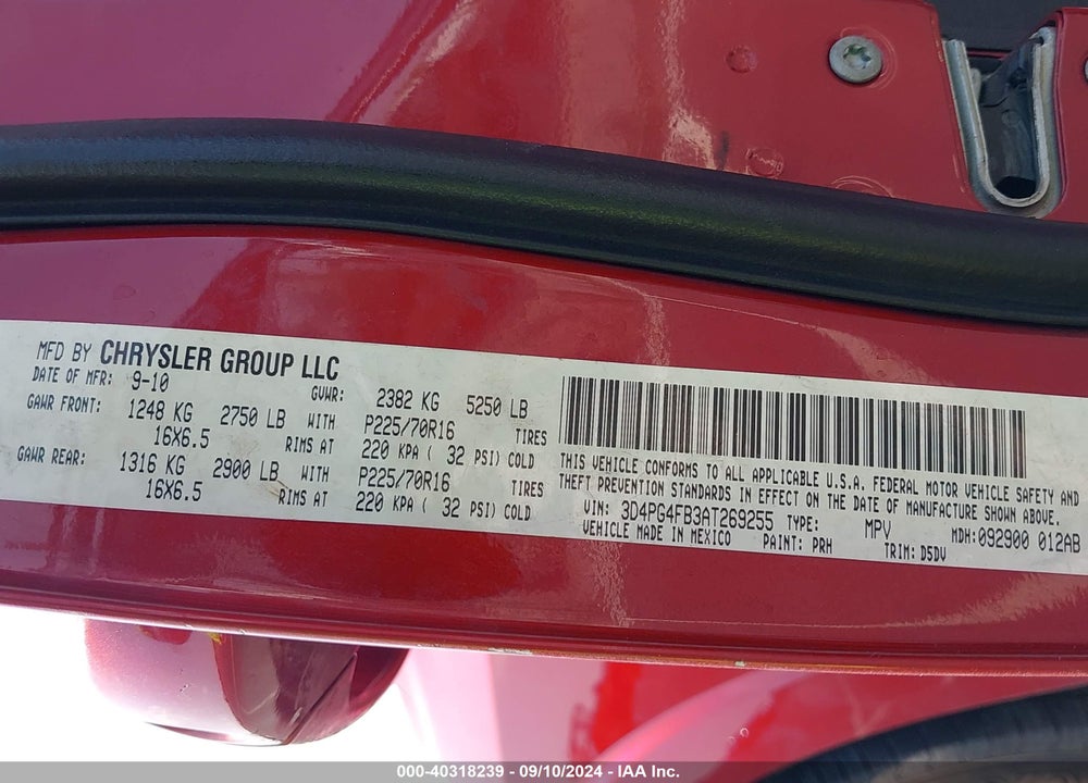2010 DODGE JOURNEY SE VIN: 3D4PG4FB3AT269255