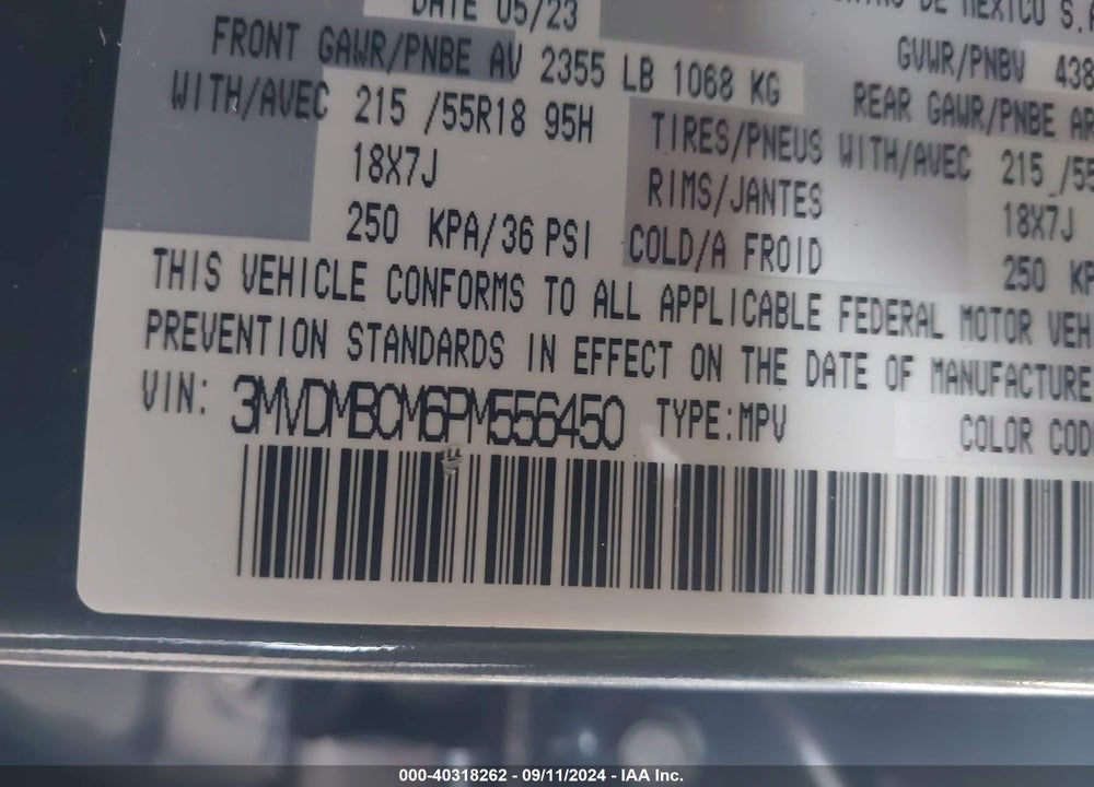 2023 MAZDA CX-30 2.5 S CARBON EDITION VIN: 3MVDMBCM6PM556450