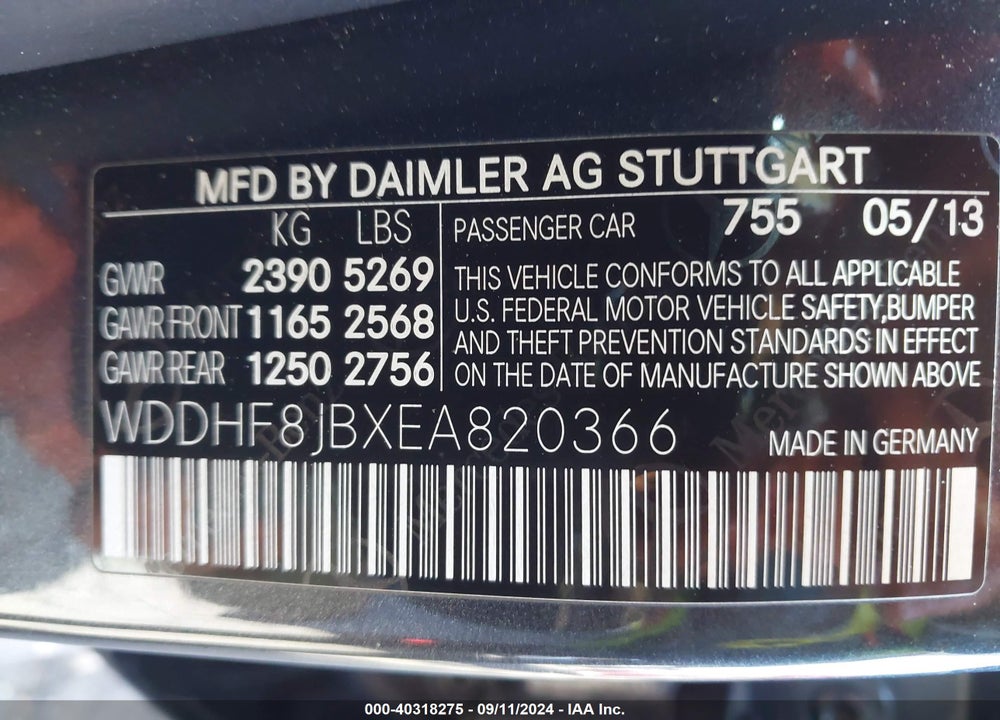 2014 MERCEDES-BENZ E 350 4MATIC/E 350 SPORT VIN: WDDHF8JBXEA820366
