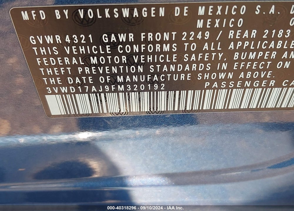 2015 VOLKSWAGEN JETTA VIN: 3VWD17AJ9FM320192