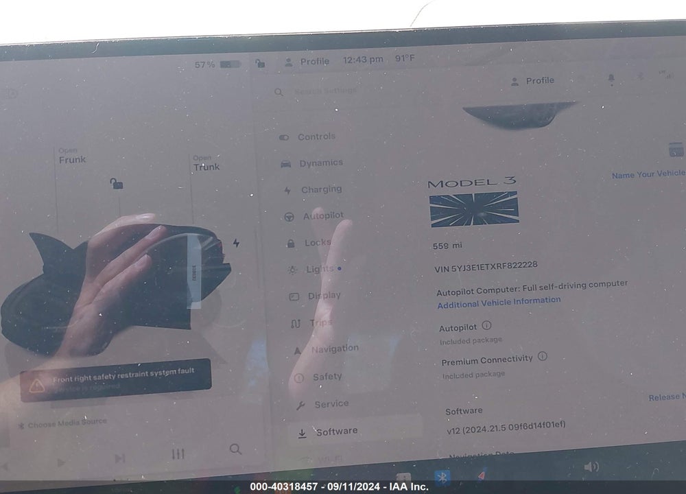 2024 TESLA MODEL 3 PERFORMANCE VIN: 5YJ3E1ETXRF822228