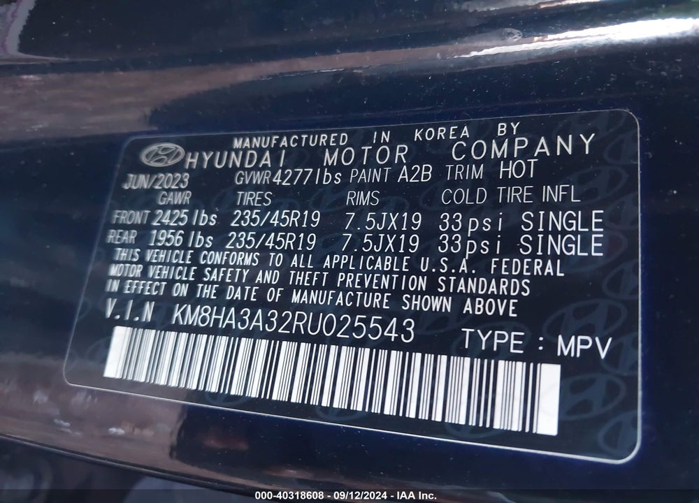 2024 HYUNDAI KONA N LINE VIN: KM8HA3A32RU025543