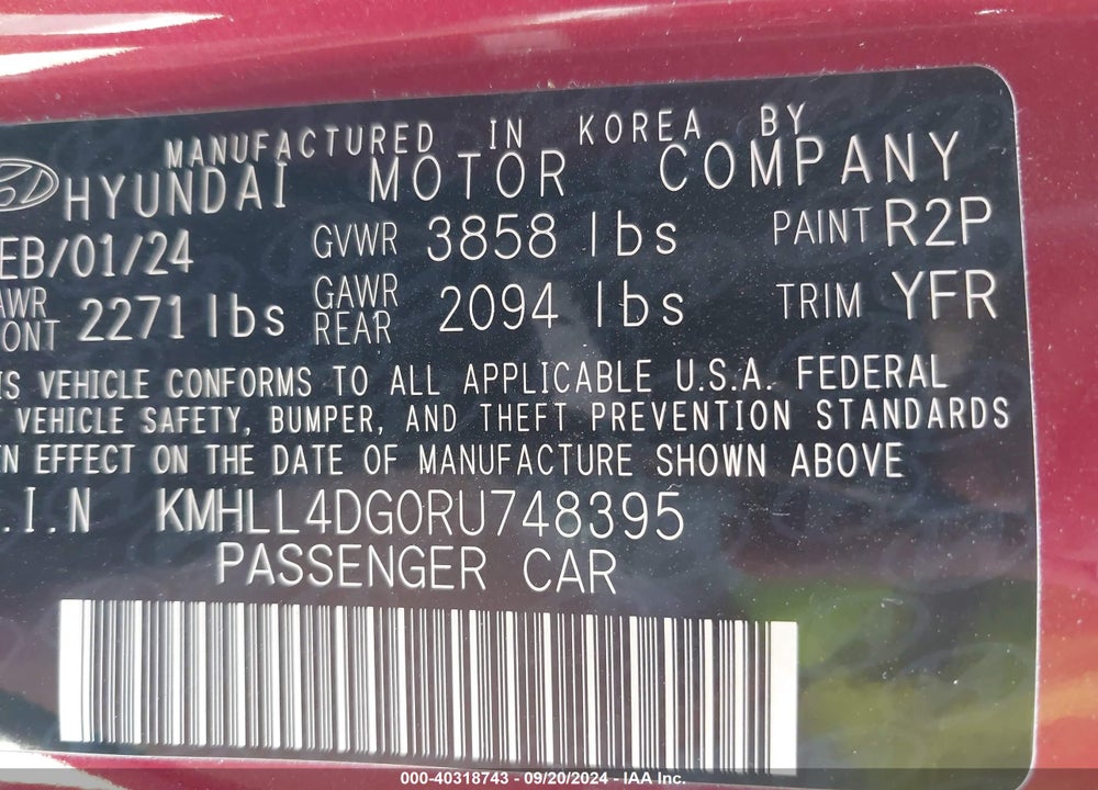 2024 HYUNDAI ELANTRA SE VIN: KMHLL4DG0RU748395