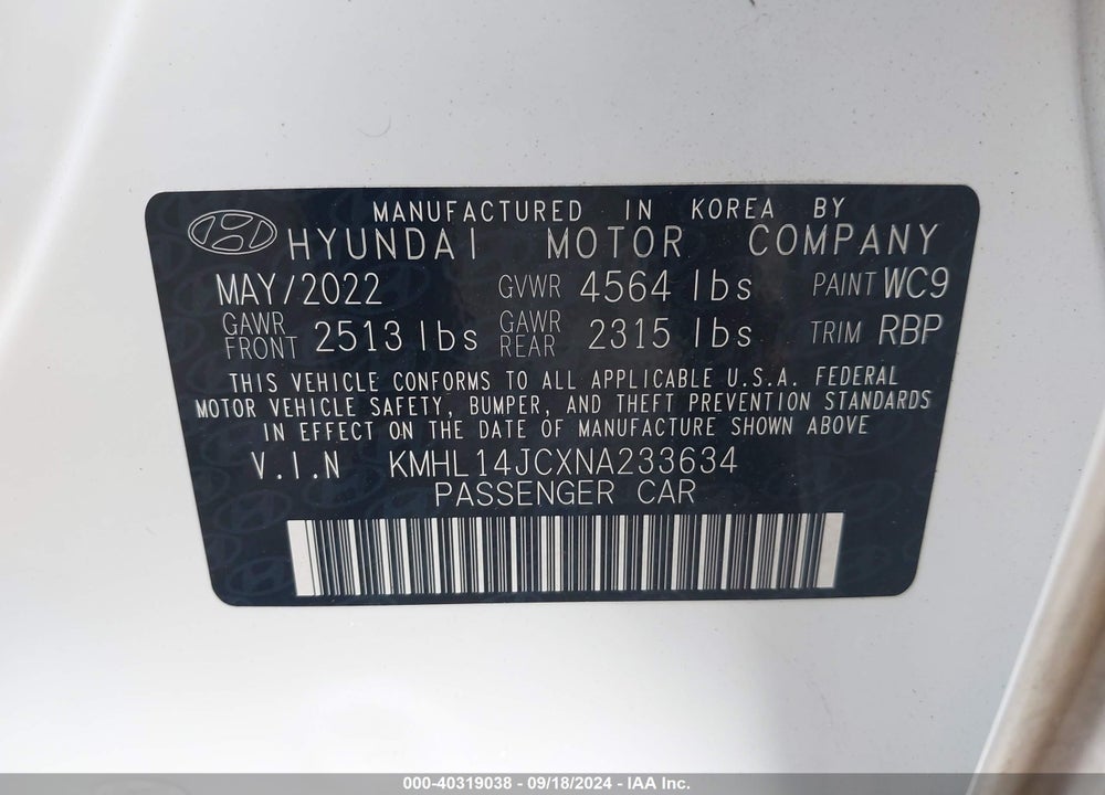 2022 HYUNDAI SONATA N LINE VIN: KMHL14JCXNA233634