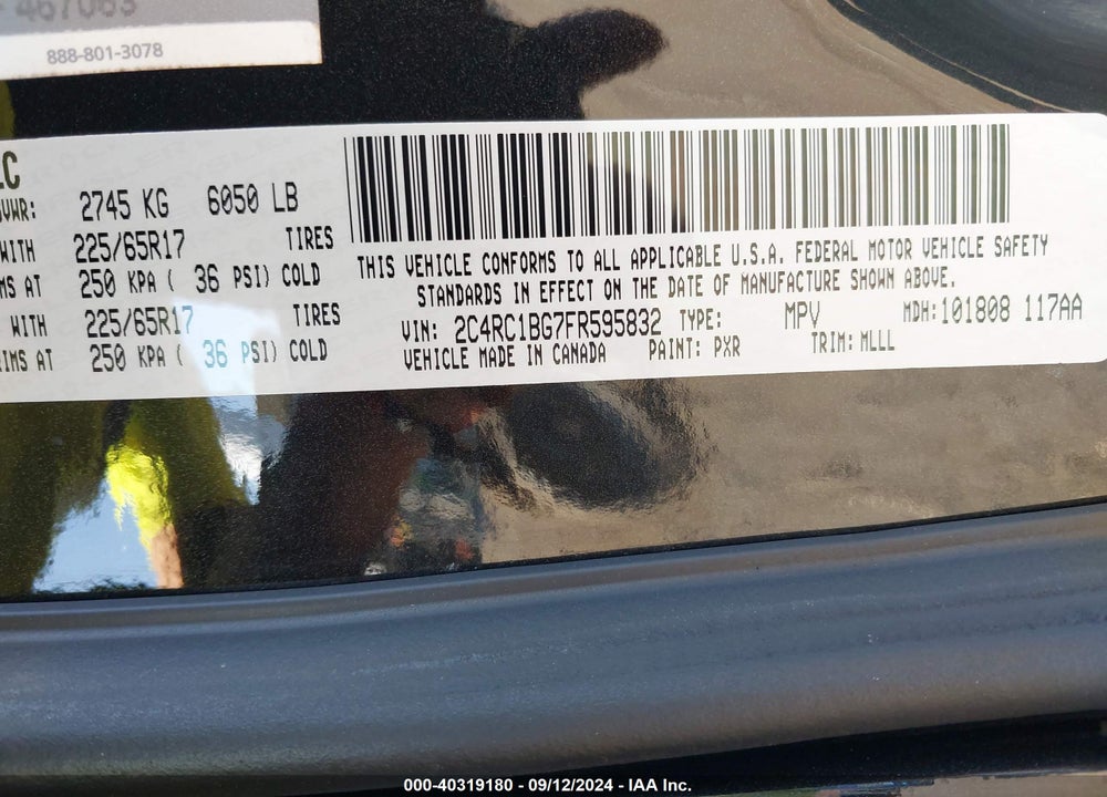 2015 CHRYSLER TOWN & COUNTRY TOURING VIN: 2C4RC1BG7FR595832