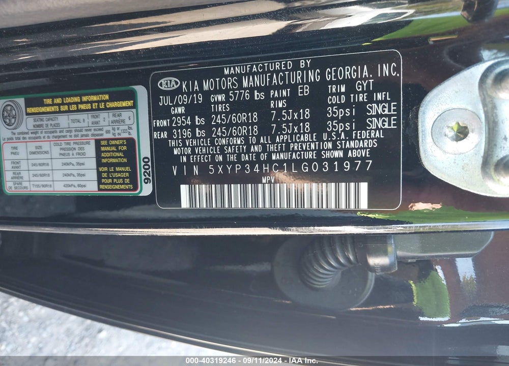 2020 KIA TELLURIDE EX VIN: 5XYP34HC1LG031977