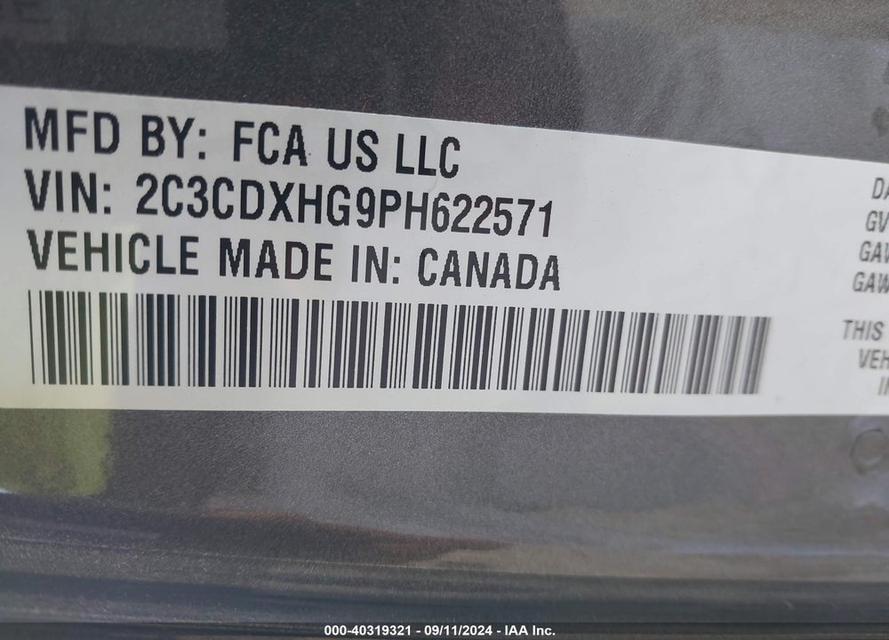 2023 DODGE CHARGER GT VIN: 2C3CDXHG9PH622571