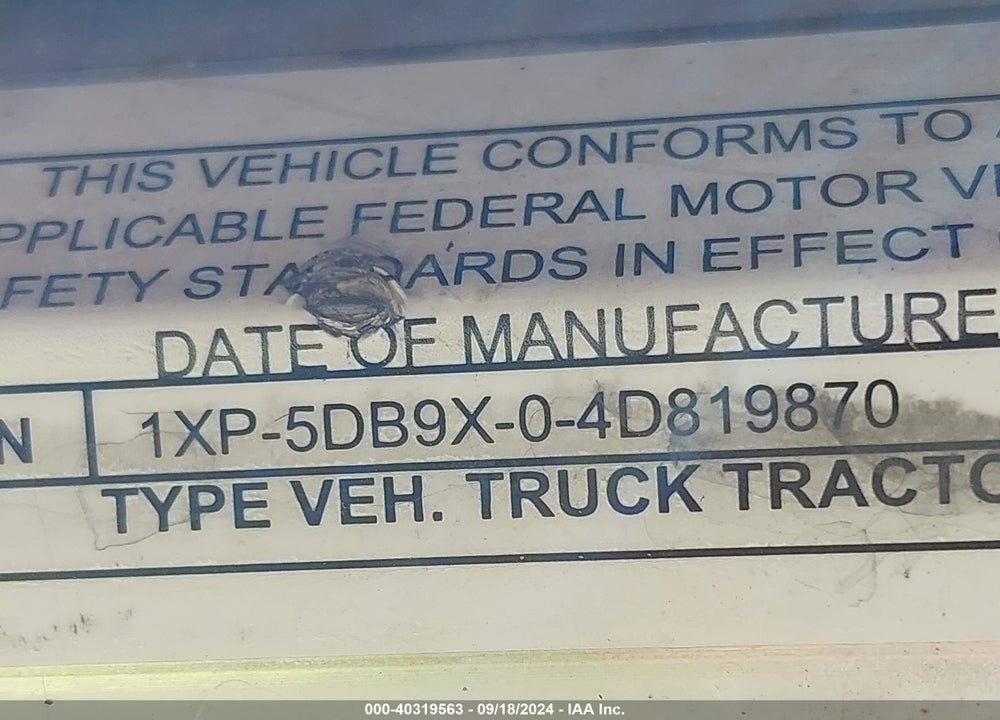 2004 PETERBILT 379 VIN: 1XP5DB9X04D819870