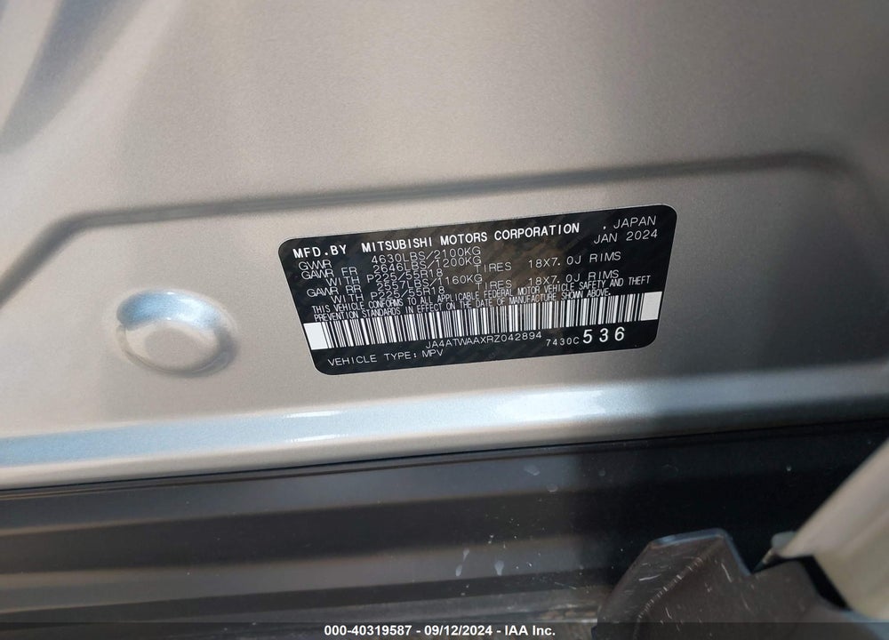 2024 MITSUBISHI ECLIPSE CROSS SE S-AWC/SEL S-AWC VIN: JA4ATWAAXRZ042894