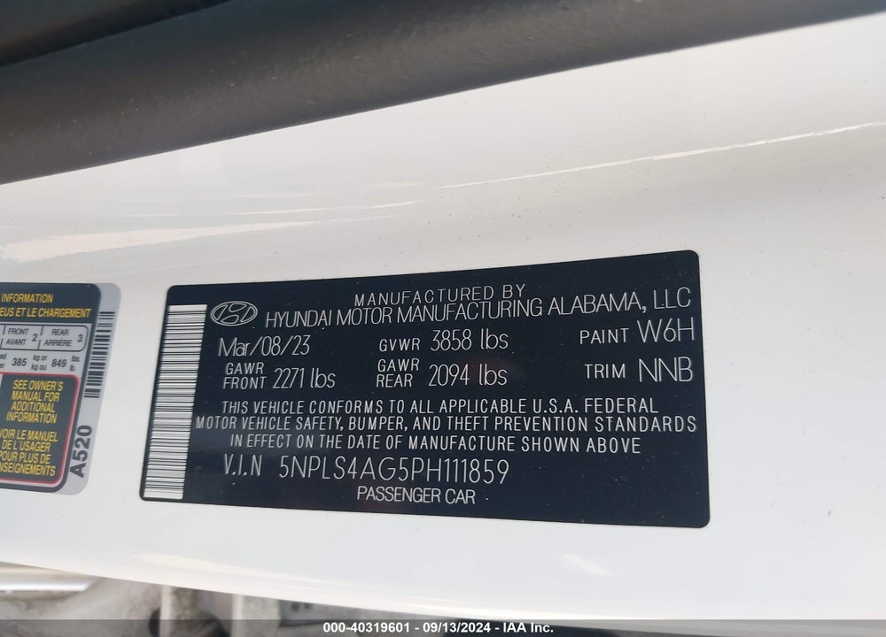 2023 HYUNDAI ELANTRA SEL VIN: 5NPLS4AG5PH111859
