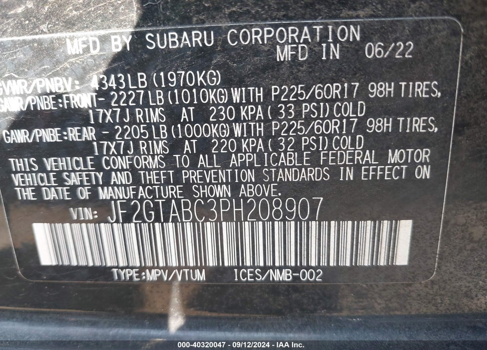 2023 SUBARU CROSSTREK VIN: JF2GTABC3PH208907