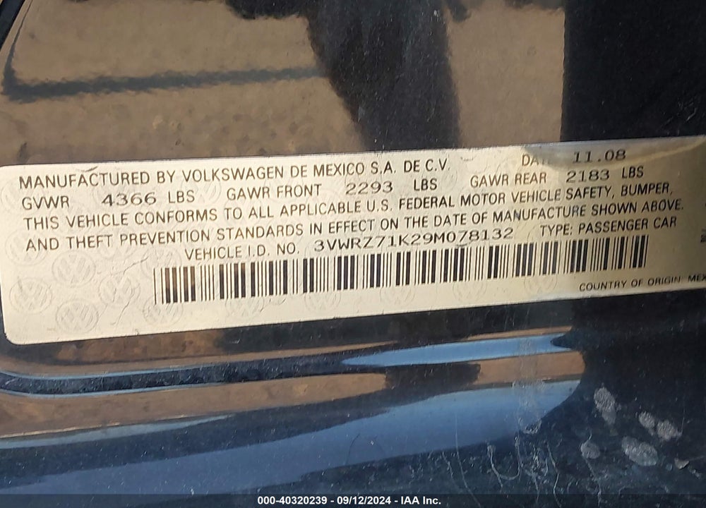 2009 VOLKSWAGEN JETTA SE/SEL VIN: 3VWRZ71K29M078132