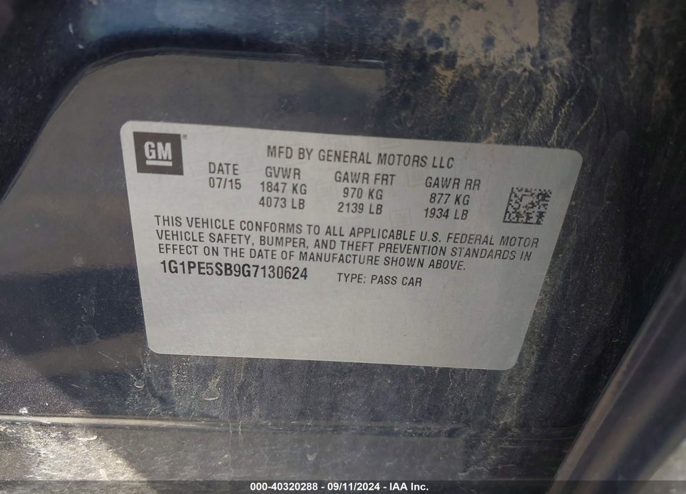 2016 CHEVROLET CRUZE LIMITED 1LT AUTO VIN: 1G1PE5SB9G7130624