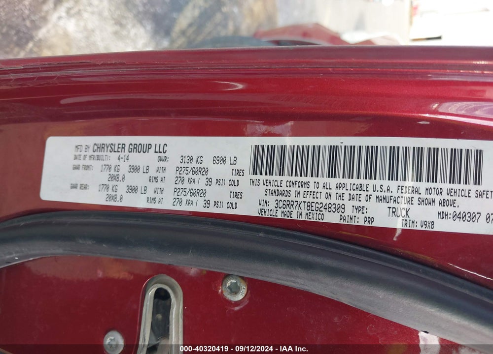 2014 RAM 1500 EXPRESS VIN: 3C6RR7KT8EG248309