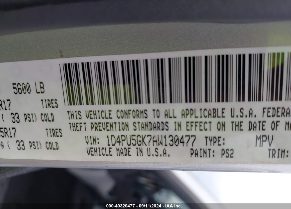 2010 DODGE NITRO SXT VIN: 1D4PU5GK7AW130477