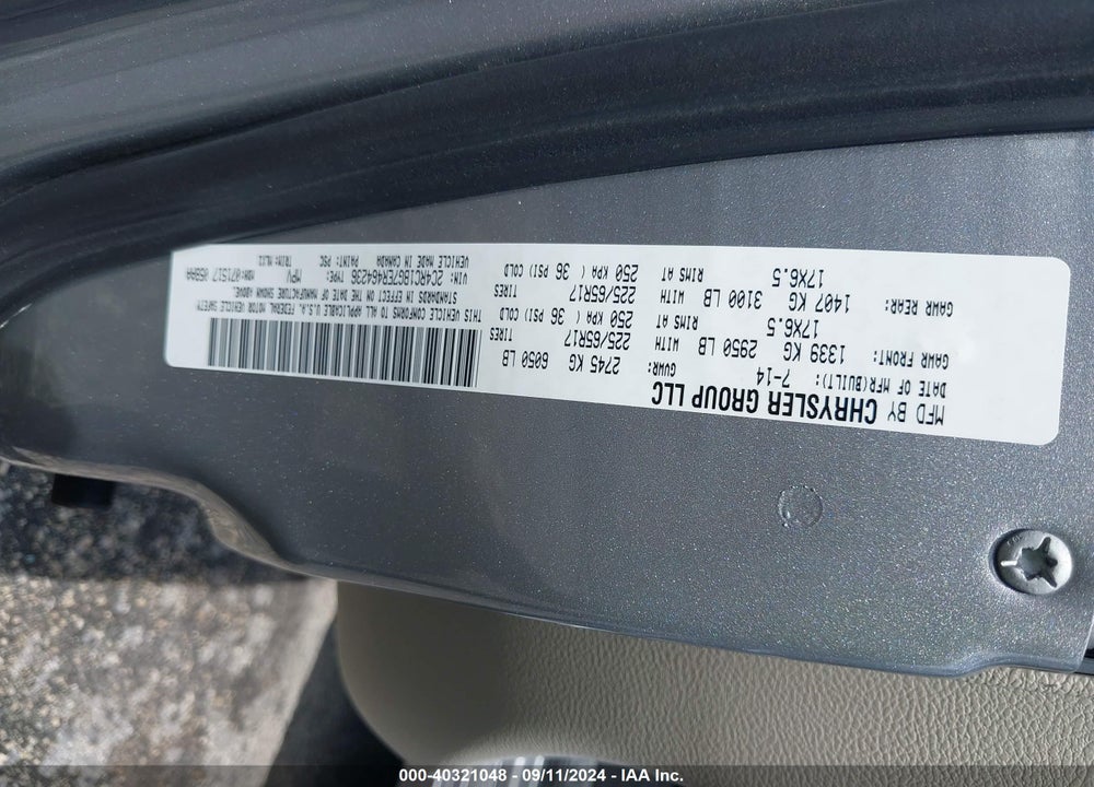 2014 CHRYSLER TOWN & COUNTRY TOURING VIN: 2C4RC1BG7ER464236