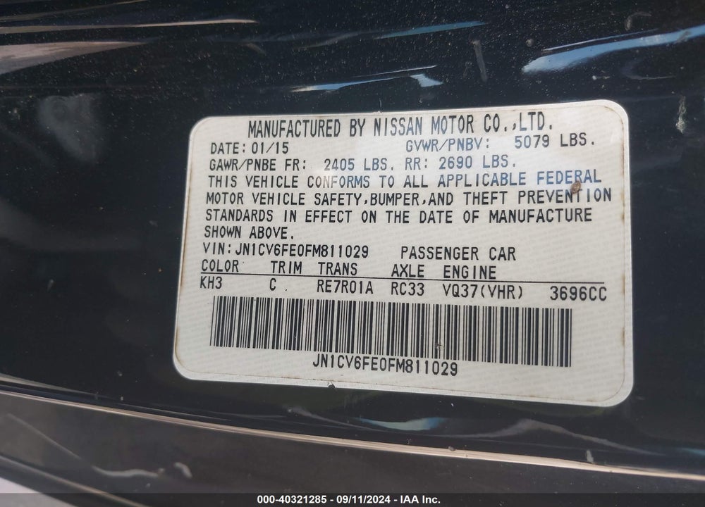 2015 INFINITI Q60 VIN: JN1CV6FE0FM811029