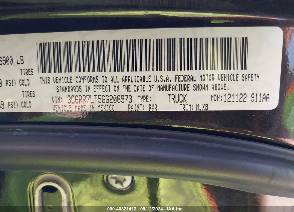 2016 RAM 1500 BIG HORN VIN: 3C6RR7LT5GG206973