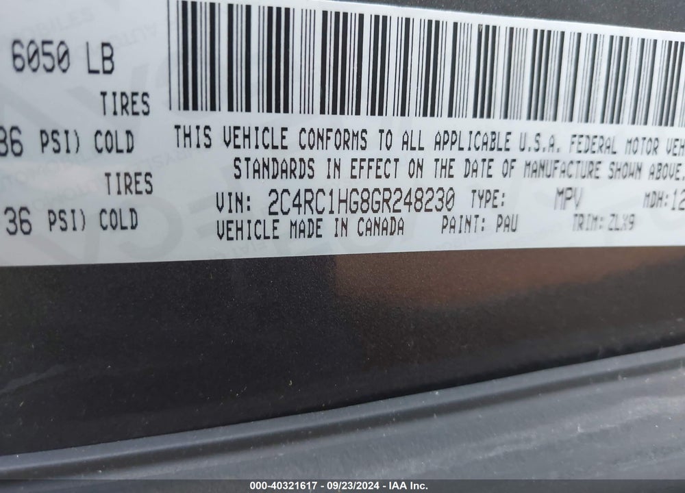 2016 CHRYSLER TOWN & COUNTRY S VIN: 2C4RC1HG8GR248230