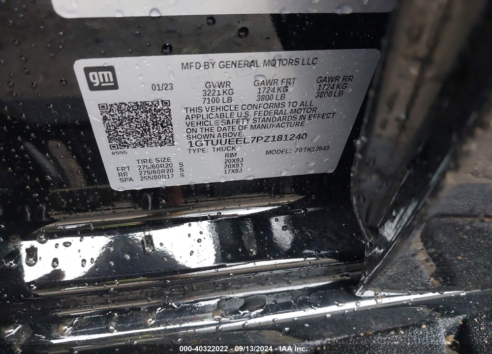 2023 GMC SIERRA 1500 4WD SHORT BOX AT4 VIN: 1GTUUEEL7PZ181240