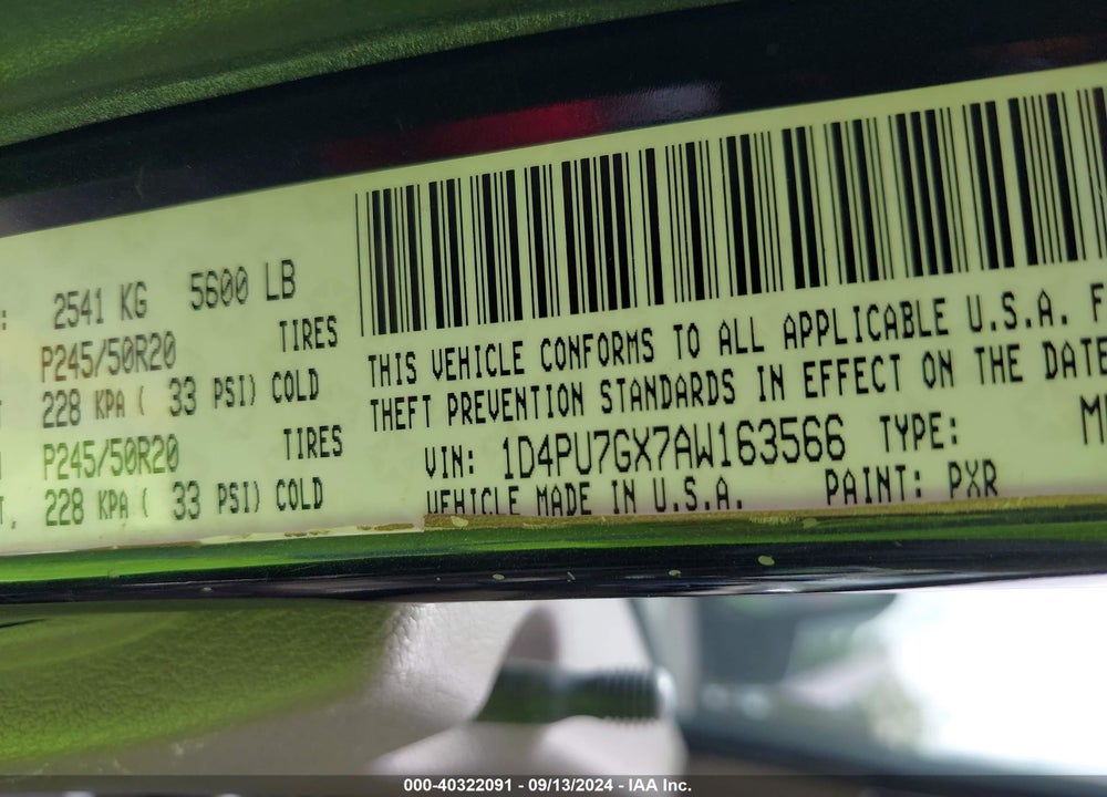 2010 DODGE NITRO SHOCK VIN: 1D4PU7GX7AW163566