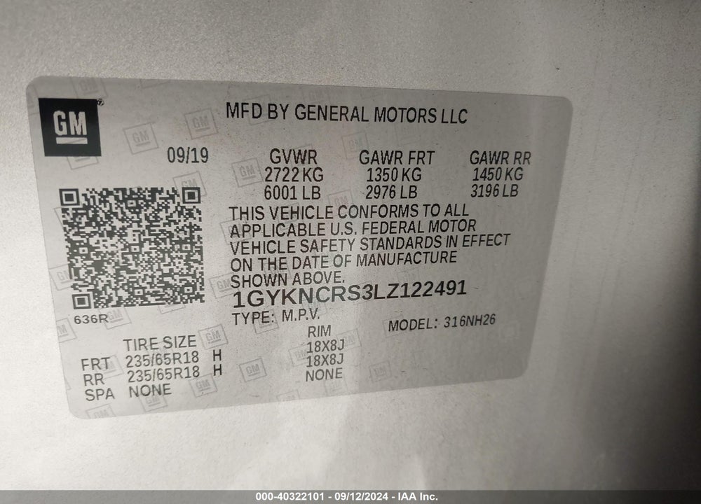 2020 CADILLAC XT5 FWD PREMIUM LUXURY VIN: 1GYKNCRS3LZ122491