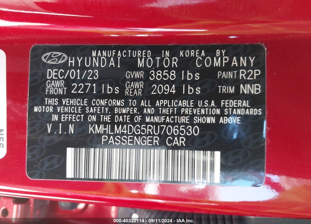 2024 HYUNDAI ELANTRA SEL VIN: KMHLM4DG5RU706530
