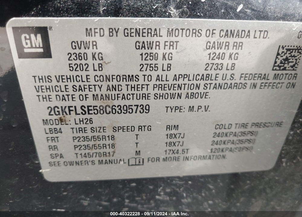 2012 GMC TERRAIN SLE-2 VIN: 2GKFLSE58C6395739