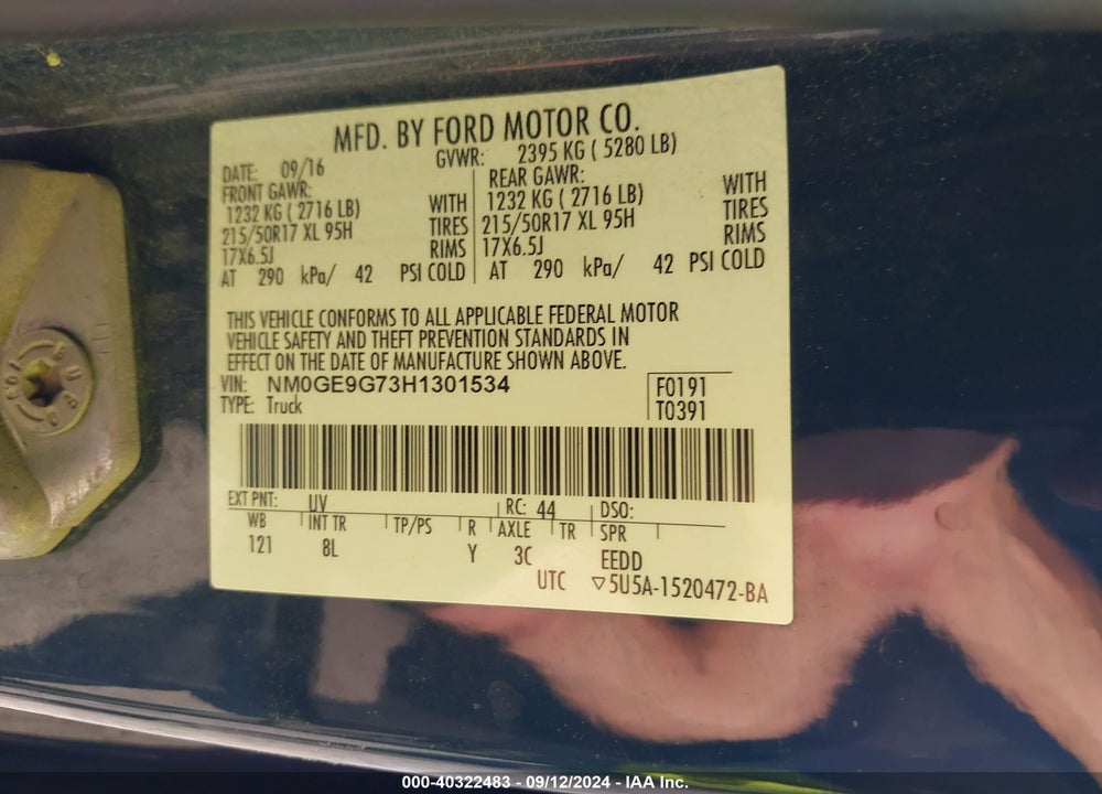 2017 FORD TRANSIT CONNECT TITANIUM VIN: NM0GE9G73H1301534
